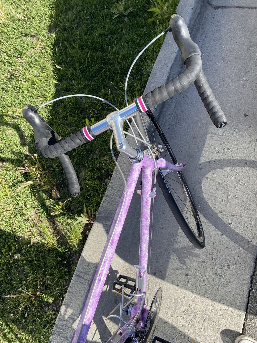 Custom Vintage Purple Marble Road Bike - Shimano Dura-Ace Components & Selle Italia Saddle