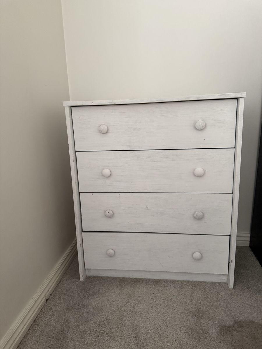 White 4-Drawer Wooden Dresser Chest - 32 Inch Height
