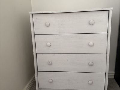 White 4-Drawer Wooden Dresser Chest - 32 Inch Height
