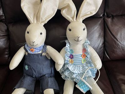 Super Cute Large, Decorative, Fun and Fancy Pair of Rabbits