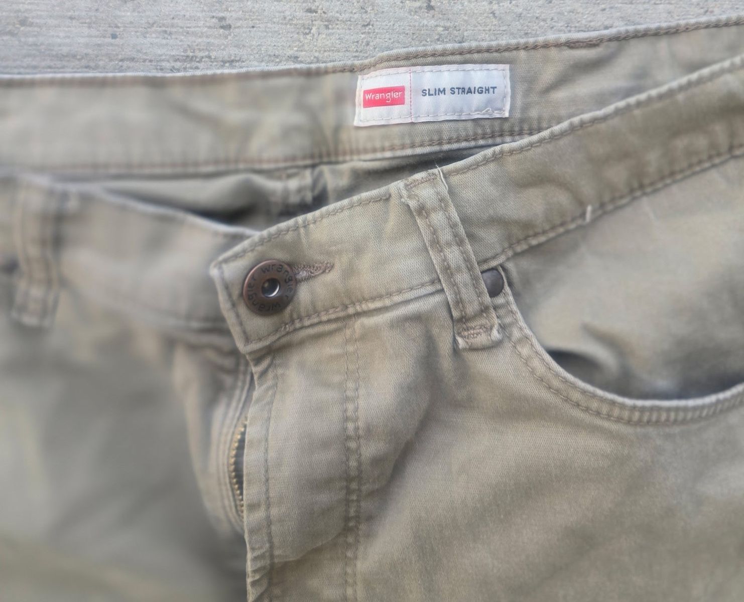 Wrangler Men's Slim Straight Twill Pants – Casual Khaki/Olive Drab Five-Pocket Pants