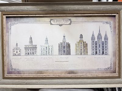 LDS Mormon Pioneer Temples Framed Art Print - Kirtland, Nauvoo, St. George, Manti, Logan, Salt Lake Temples