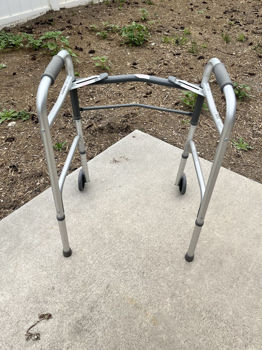 Durable Folding Medical Walker with Wheels - Adjustable Height Mobility Aid