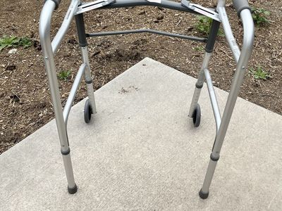 Durable Folding Medical Walker with Wheels - Adjustable Height Mobility Aid
