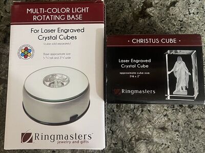 Christus Cube with a Multi-Color Light Rotating Base