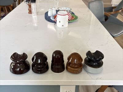 Vintage Ceramic & Porcelain Glass Telegraph Insulators - nice set of 5 different styles