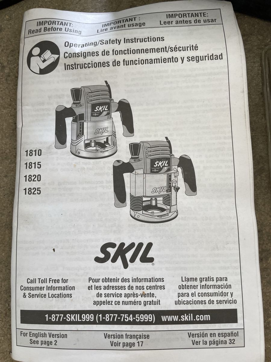 SKIL 1815 2-1/4 HP Variable Speed Router with Site Light and Fixed Base (Used)