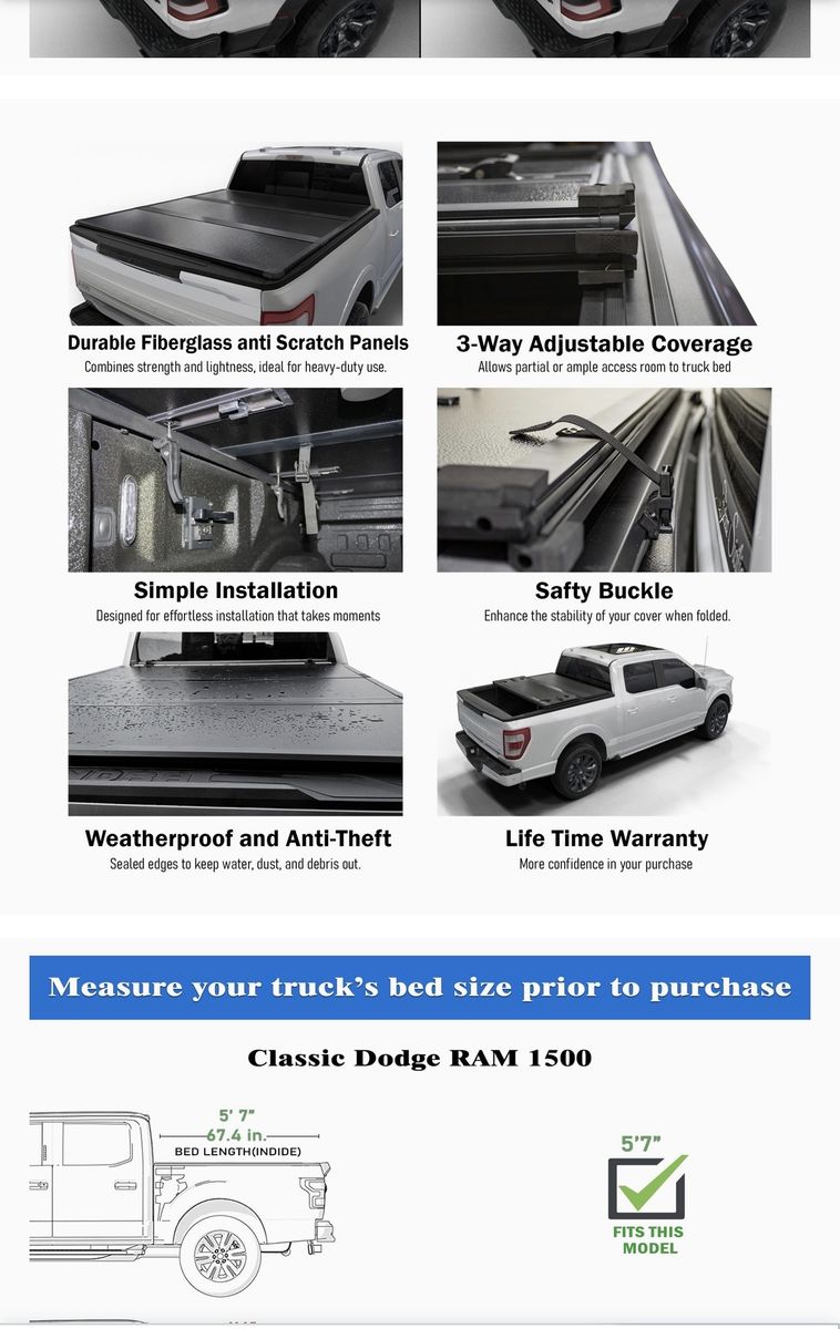 Hard Folding Truck Bed Cover Dodge Ram 1500