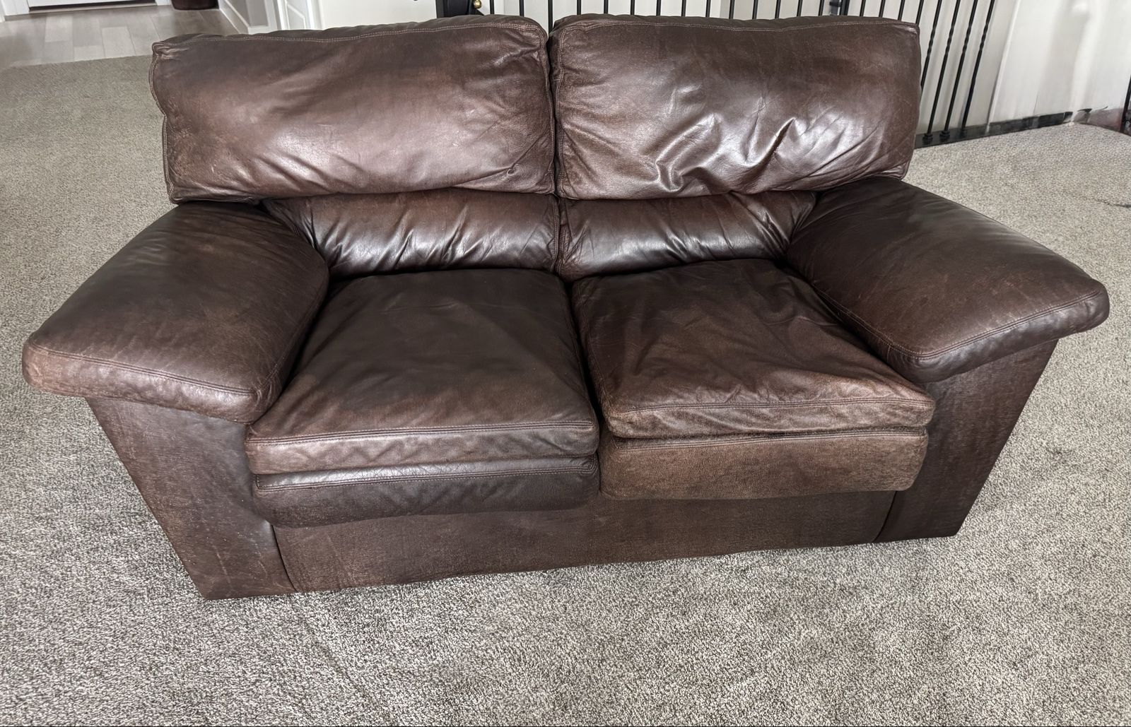 Brown Leather Sofa - Spacious 3-Seater Couch