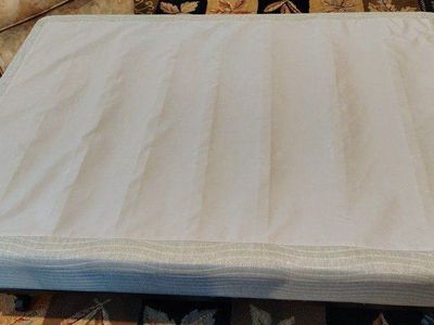 Full Size Metal Bed Frame with Caster Wheels and Box Spring