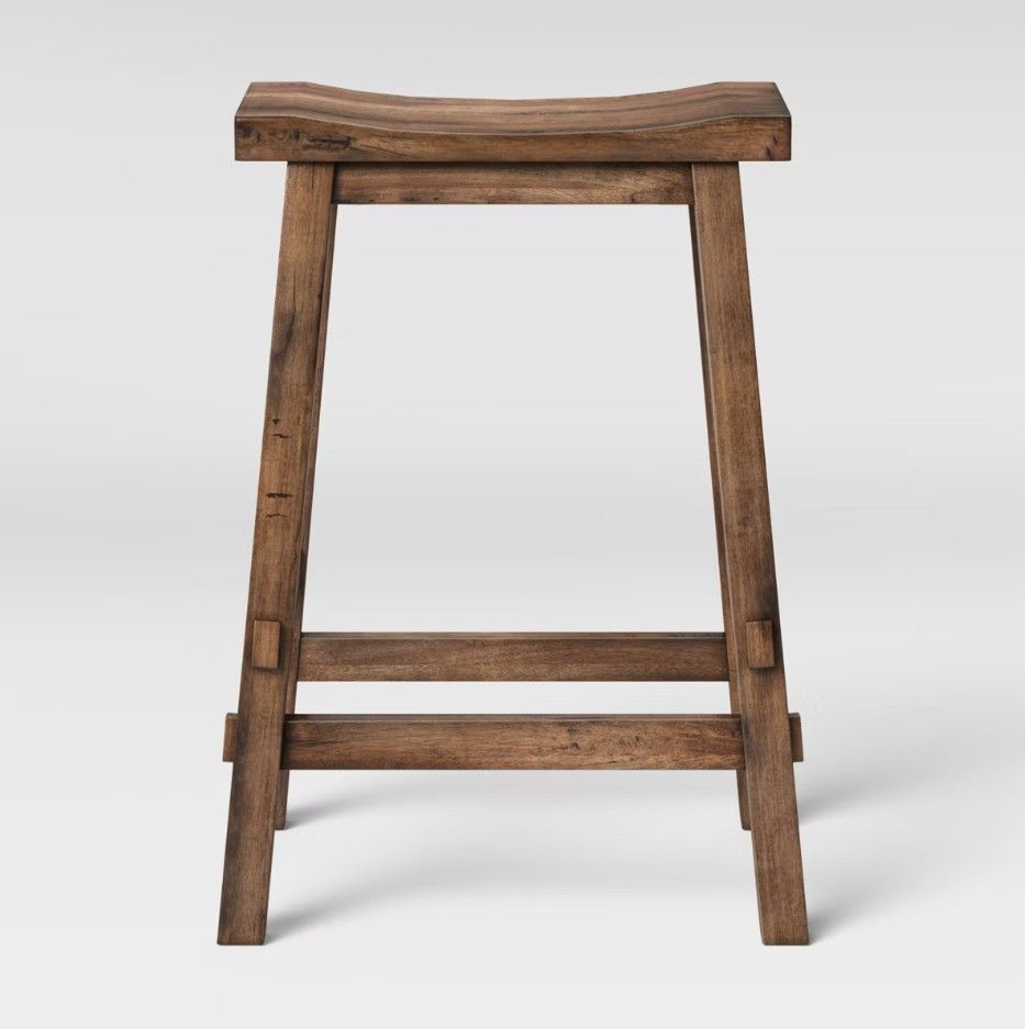 Halifax 23.81" Farmhouse Wood Counter Height Barstool with Footrest - Threshold