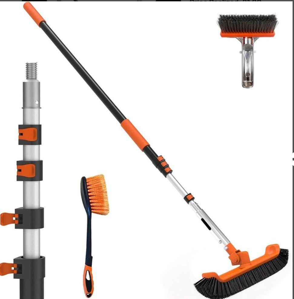 NEW 5ft-20ft Telescoping Pole Pool & Window Cleaning, with Brushes.