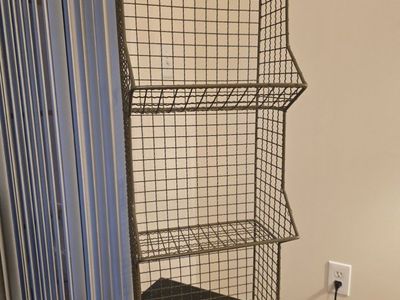 Industrial 3-Tier Wire Mesh Wall Shelf Storage Basket Unit