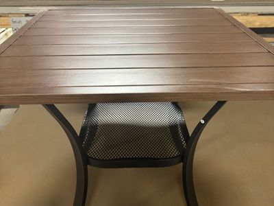 27.6 in. Walnut Square Patio Dining Table with Rust-Resistant Metal Frame for Outdoor Use