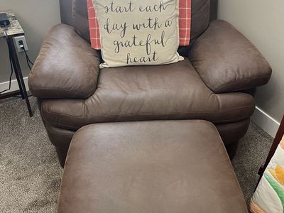 Super comfy, oversized, armchair, and ottoman set