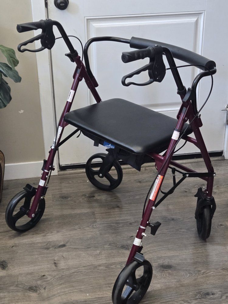 barely used extra wide Medline Guardian Mobility Rollator Walker with Seat and Storage Basket