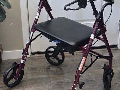 barely used extra wide Medline Guardian Mobility Rollator Walker with Seat and Storage Basket
