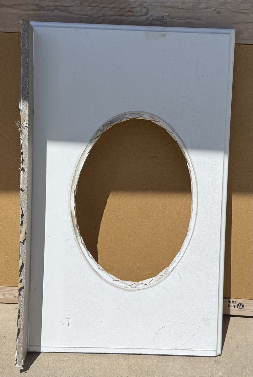 White Solid Surface Vanity Top with Oval Cutout - Unfinished Edge
