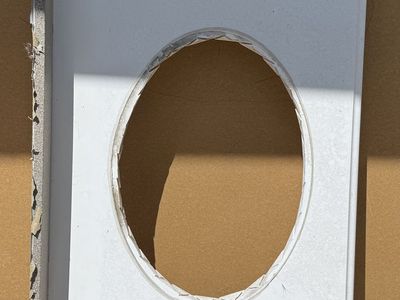 White Solid Surface Vanity Top with Oval Cutout - Unfinished Edge