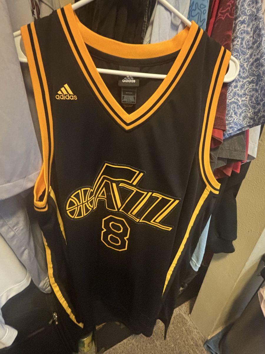 Adidas Utah Jazz #8 Deron Williams Black Gold NBA Basketball Jersey Men's Size XL +2 inches in length