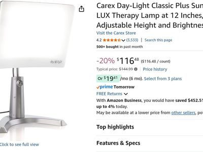 Carex Daylight Sunlight Therapy Lamp 10,000 LUX - Like New