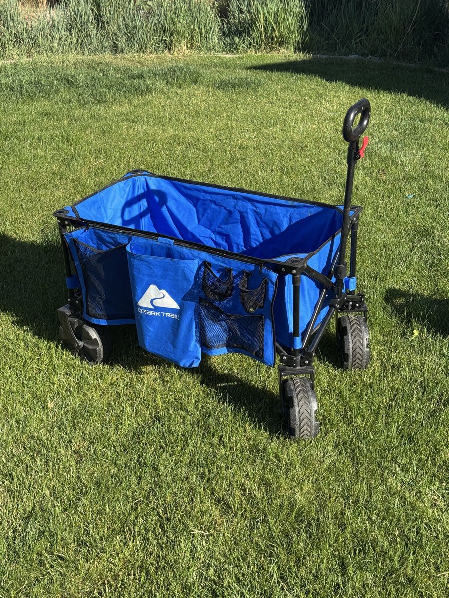 Ozark Trail Blue Folding Camp Wagon with All-Terrain Wheels - Excellent Condition