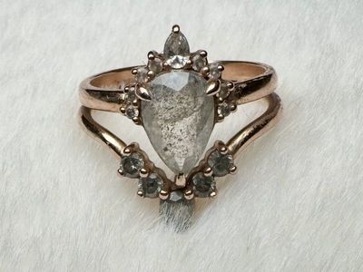14K Rose Gold Natural Salt & Pepper Diamond Wedding Set