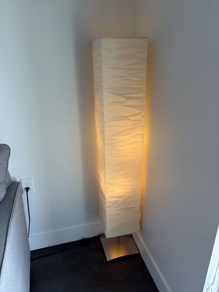 IKEA HOLMÖ Floor Lamp with Rice Paper Shade - Soft Ambient Lighting