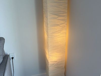 IKEA HOLMÖ Floor Lamp with Rice Paper Shade - Soft Ambient Lighting