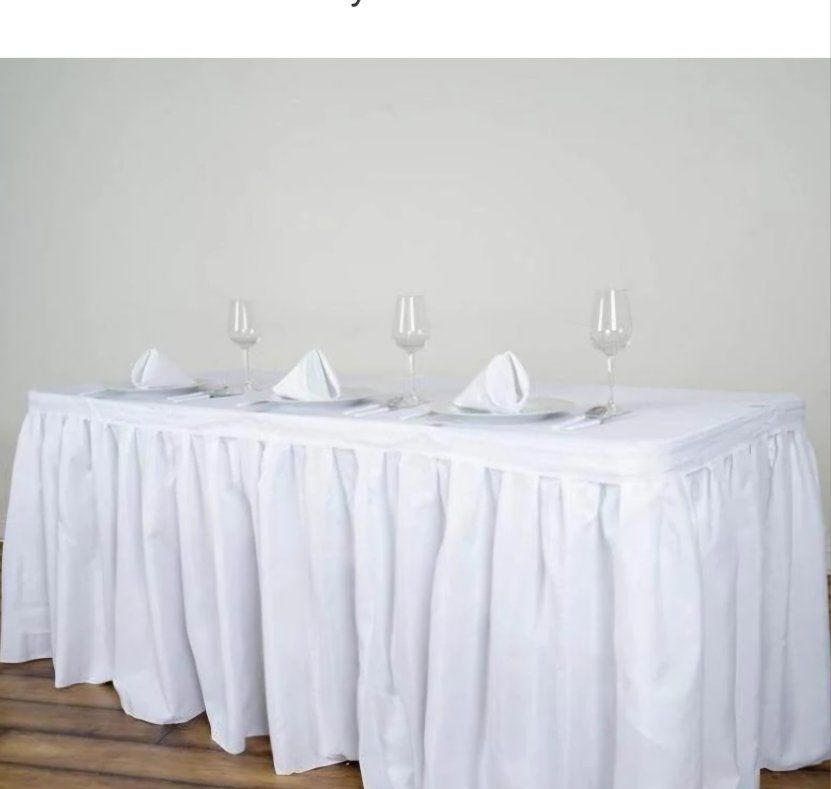 White Pleated Table Skirt for Event Decor,  New in Bag
