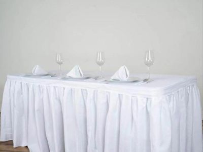 White Pleated Table Skirt for Event Decor, New in Bag