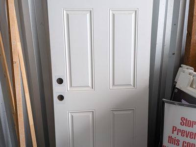 White 6-Panel Interior/Exterior Door Slab with Double Bore - Metal