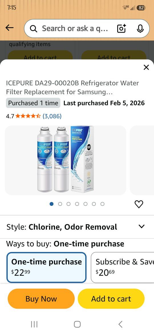 ICEPURE DA29-00020B Refrigerator Water Filter Replacement for Samsung Chlorine & Odor Removal