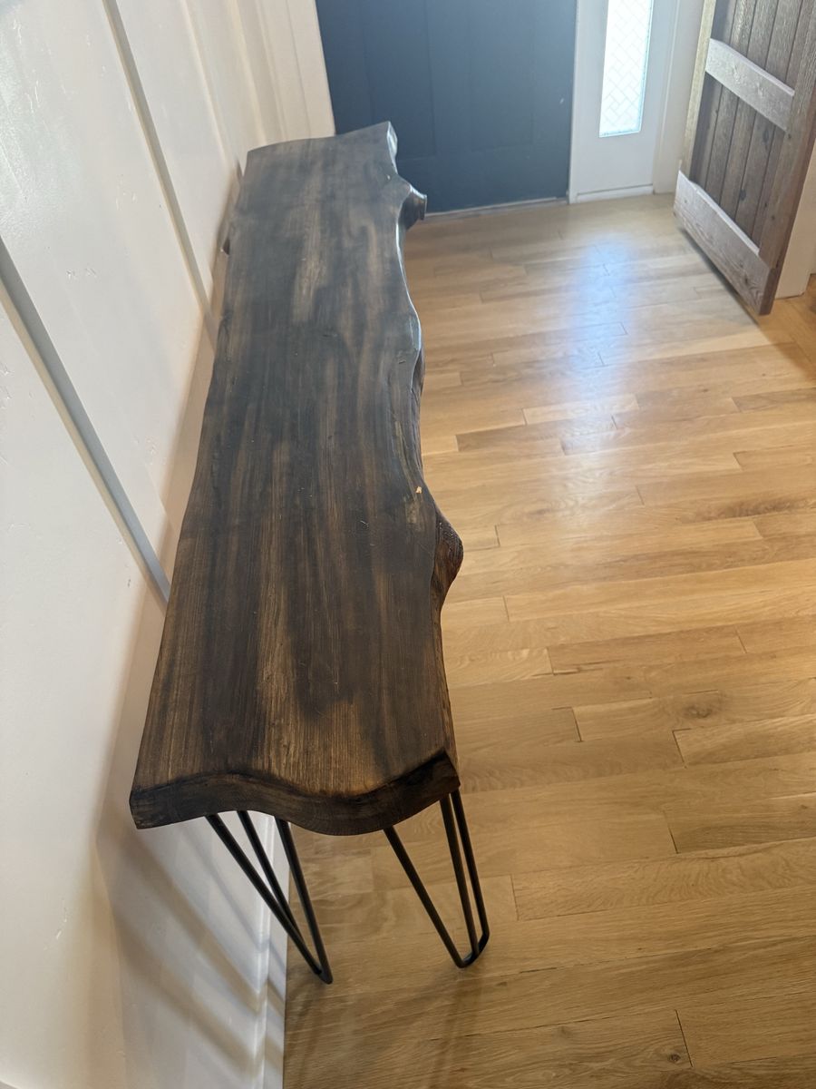 Live Edge Solid Wood Console Table with Hairpin Legs