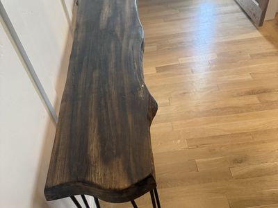 Live Edge Solid Wood Console Table with Hairpin Legs