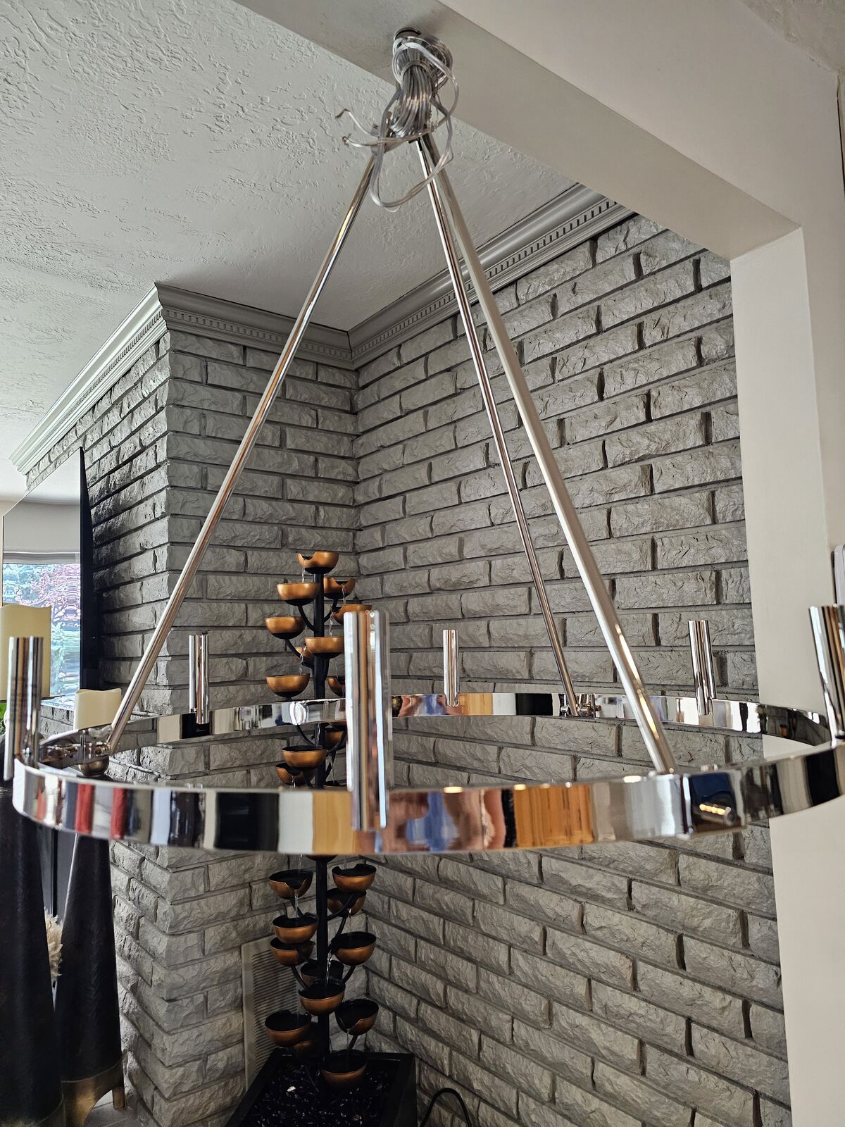 NEW POLISHED NICKEL 6 LIGHT ROUND CHANDELIER