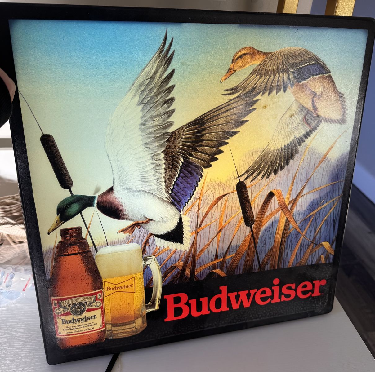 Vintage Budweiser Mallard Ducks Neo -Neon Beer light up sign.