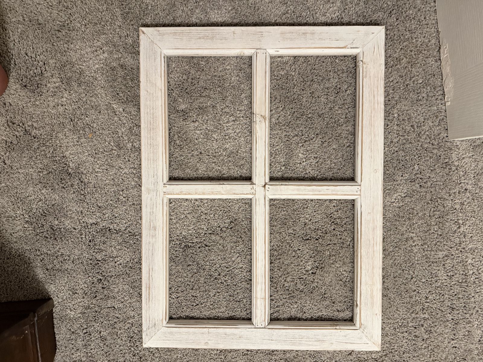 Rustic White Washed Wood Window Frame Decor - 24" x 18" Farmhouse Style