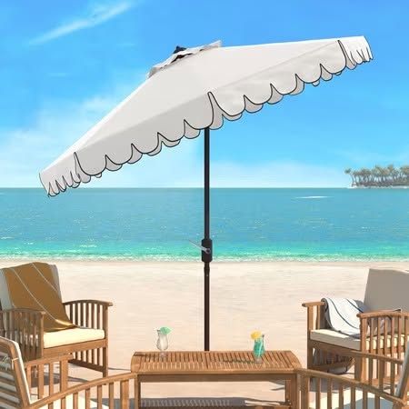 Safavieh Venice 9' Market Umbrella, White/Black