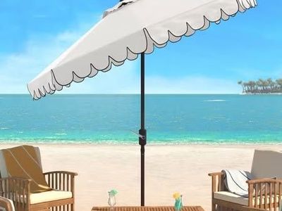 Safavieh Venice 9' Market Umbrella, White/Black