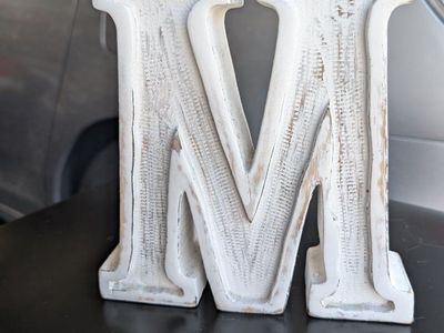Rustic Distressed White Wooden Letters W and M Decor