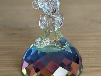 Vintage Crystal Sorcerer Mickey Mouse Figurine on Iridescent Gem Base