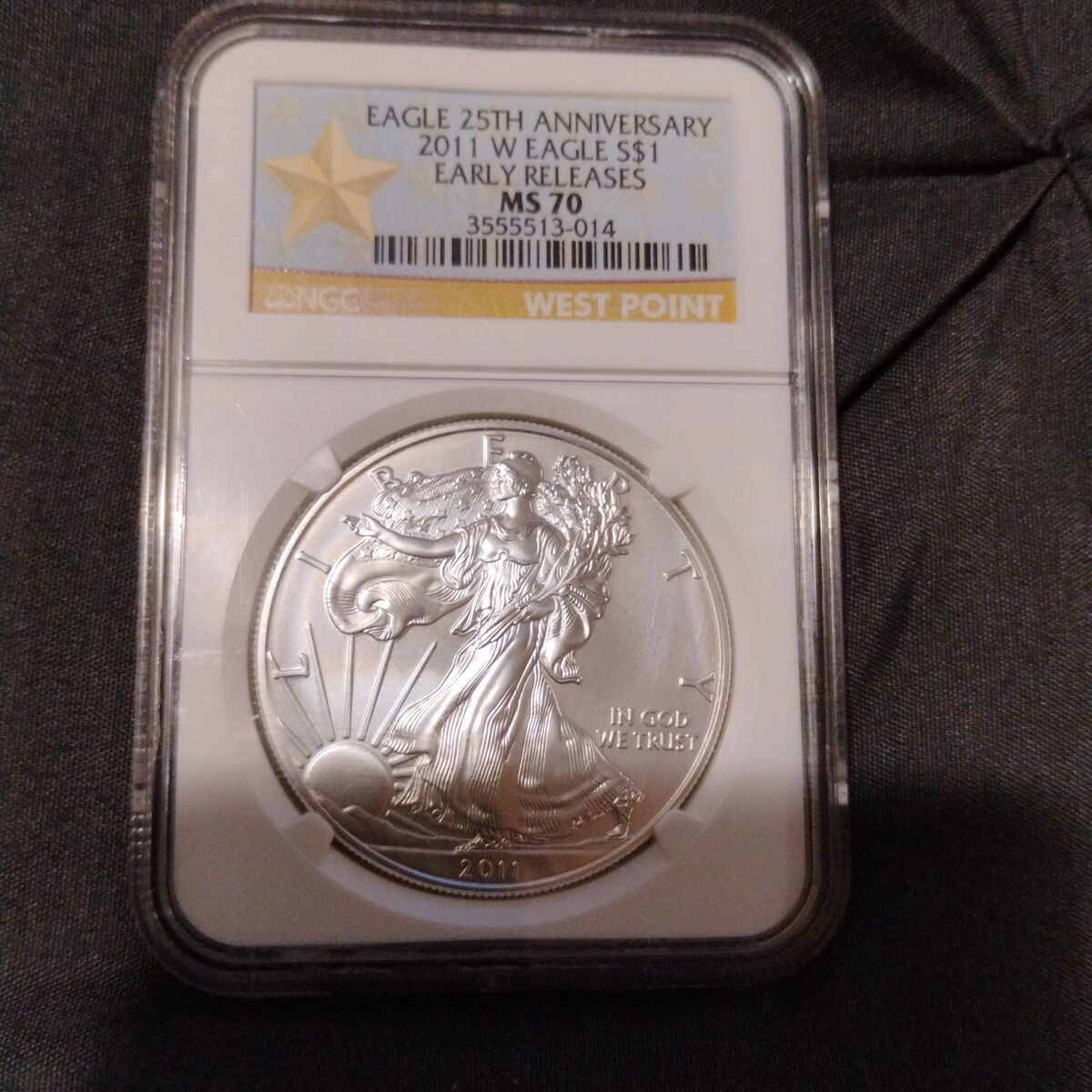 2011 Burnished 25 Ann West point silver eagle