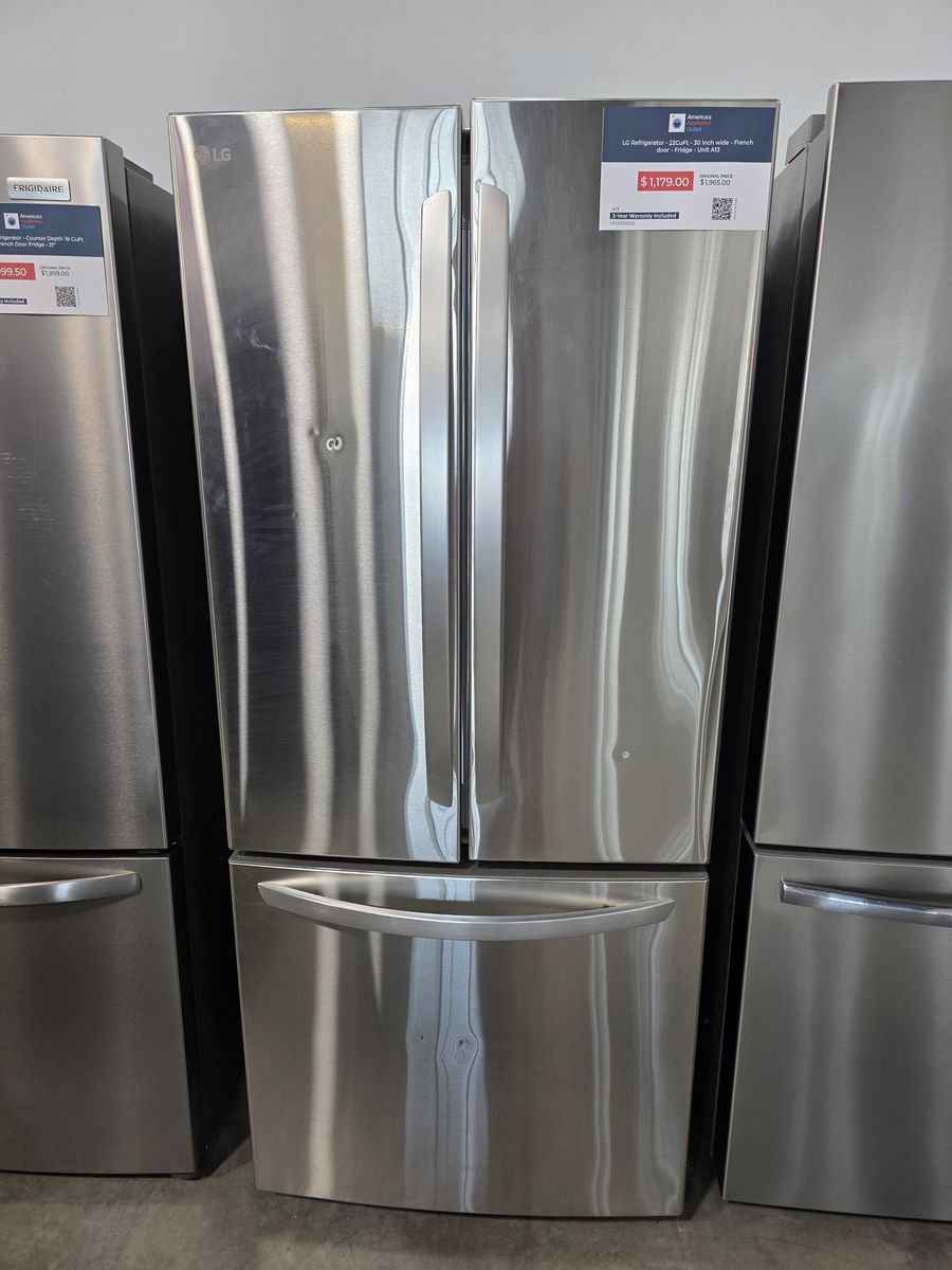 LG Stainless French Door Refrigerator Fridge — 30 Inch, 21.8 Cu Ft, Brand New, Can Deliver