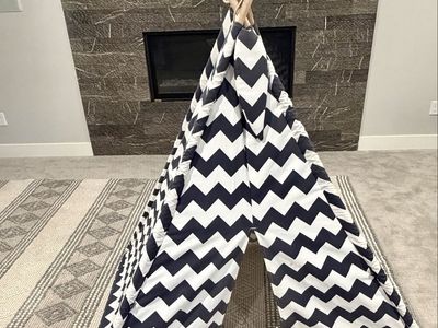 Kids Play Teepee Tent - Navy blue & white Chevron Indoor/Outdoor Children's Playhouse