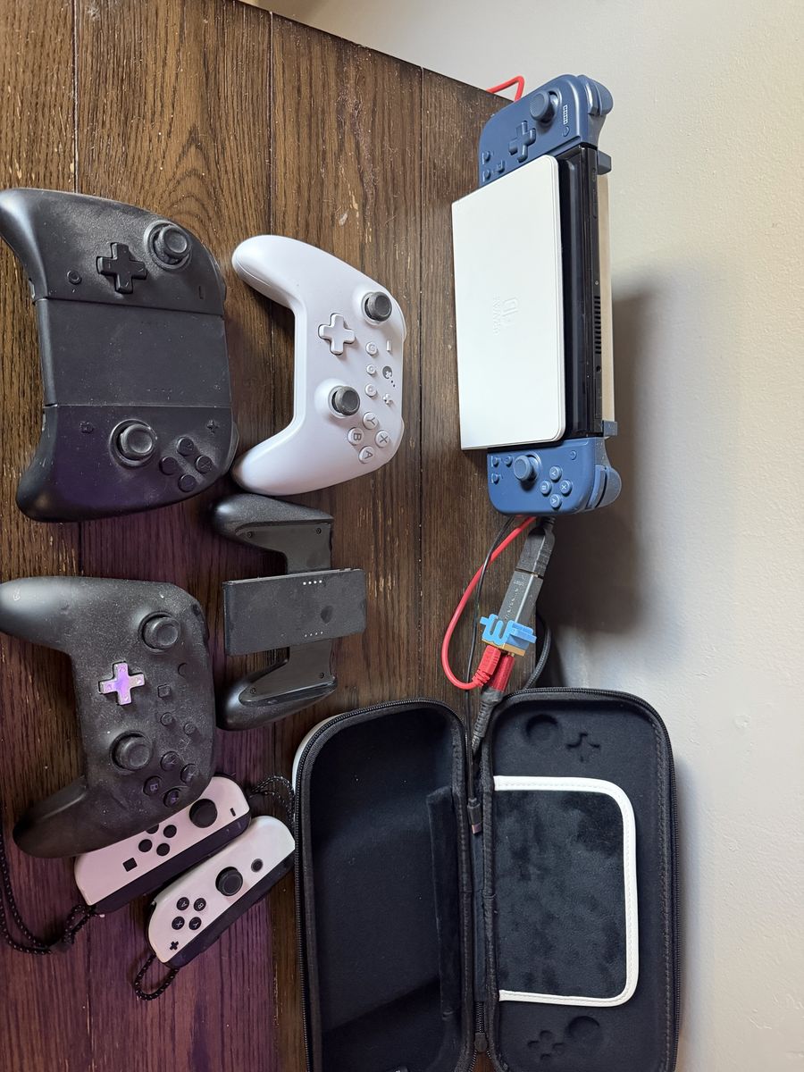 Nintendo Switch OLED Model Bundle with Dock, 2 Pro Controllers, 2 Pairs Joy-Cons & Case