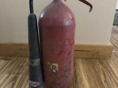 Vintage C-O-Two Red Fire Extinguisher with Discharge Horn