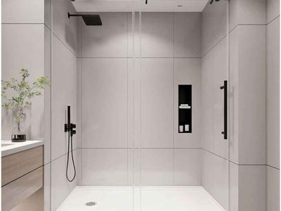 Frameless Shower Door, 49-54" W x 76" H Sliding Glass Shower Door, 1/4" (6mm) Thick Tempered Clear Glass with Explosion-Proof Fi