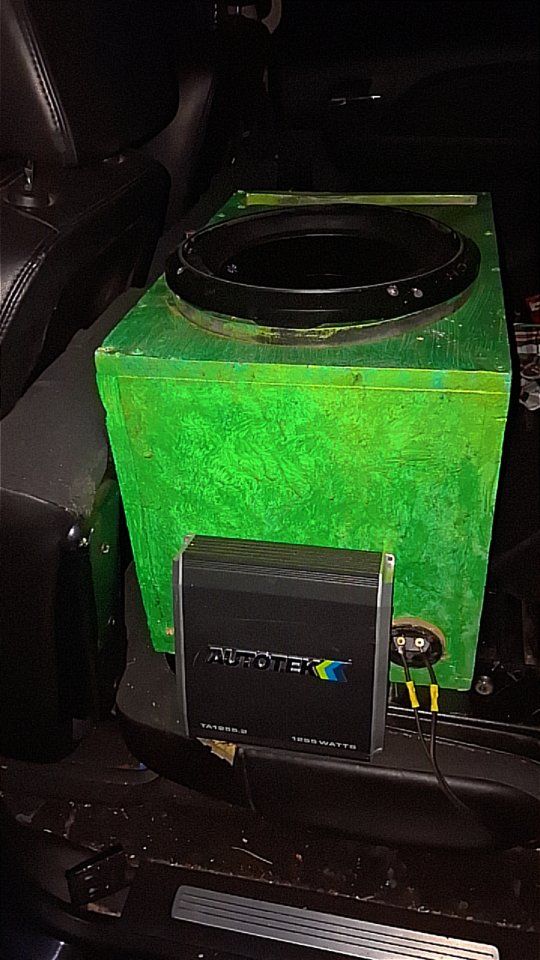 Autotek Mean Machine 1200W Subwoofer w/ Punch P3D2-12, Custom Green ported 33 hertz box
