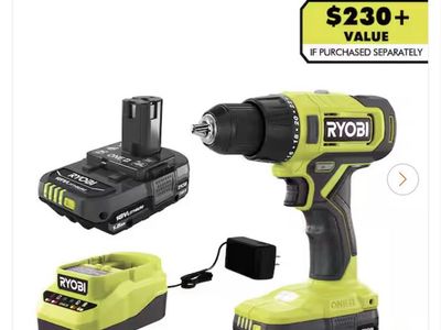 RYOBI ONE+ 18V Cordless 1/2 in. Drill/Driver Kit with (2) 1.5Ah Batteries and Charger (PCL206K2)